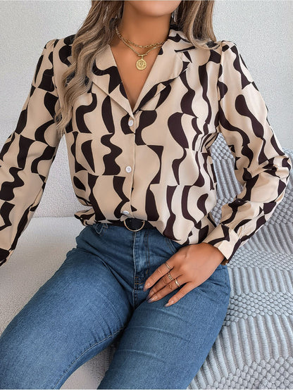 Elegante Gestreepte Blouse met Contrastkleur