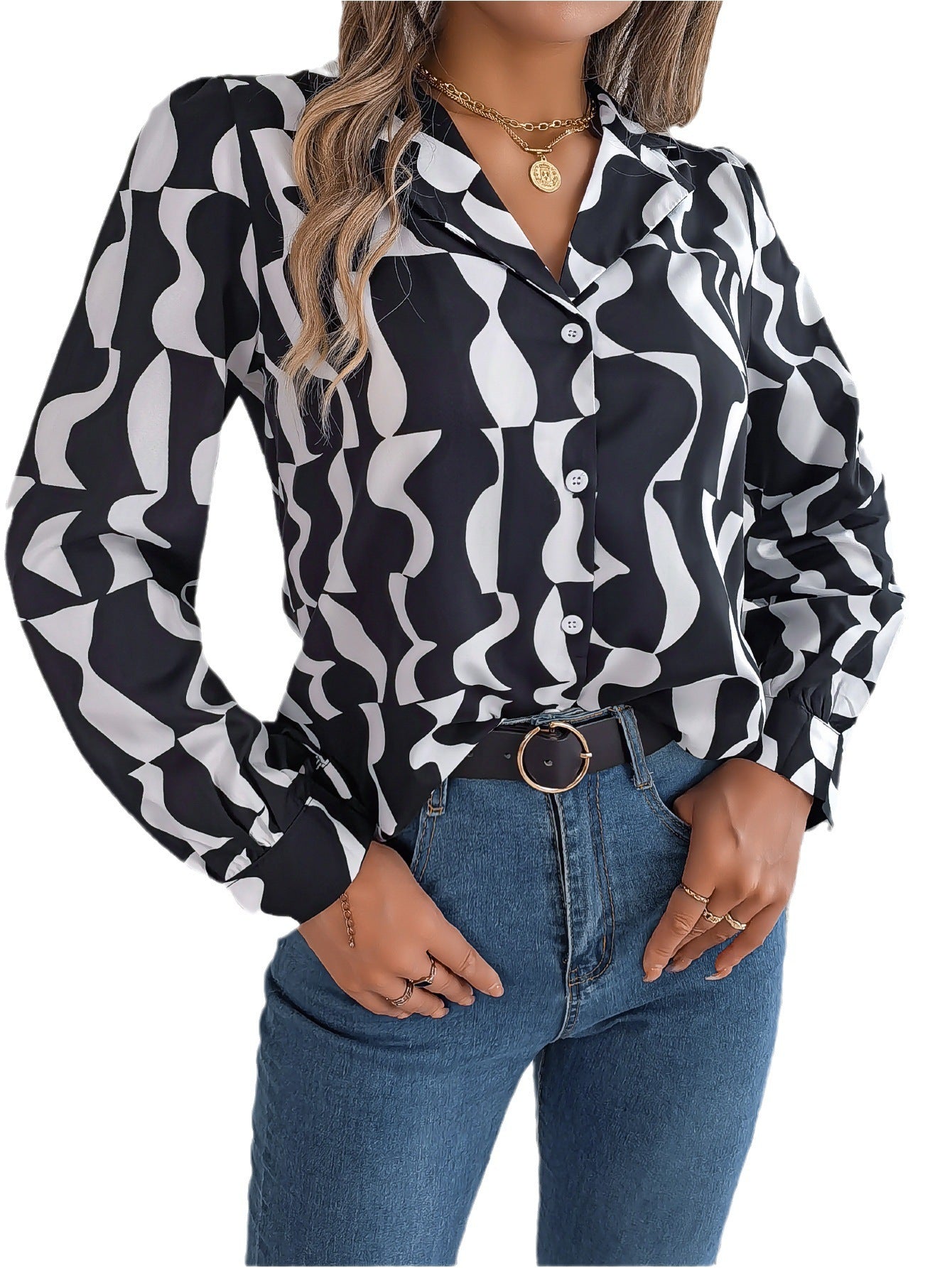 Elegante Gestreepte Blouse met Contrastkleur