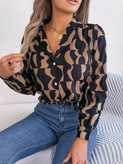Elegante Gestreepte Blouse met Contrastkleur