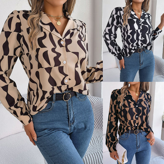 Elegante Gestreepte Blouse met Contrastkleur