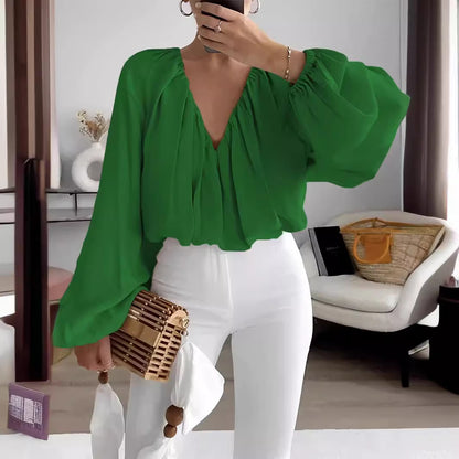 Dames Losvallend Mode Print V-hals Lange Mouw Shirt